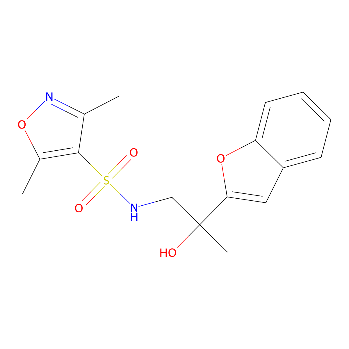 N-(2-(benzofuran-2-yl)-2-hydroxypropyl)-3,5-dimethylisoxazole-4-sulfonamide molecular structure, CAS 2034546-06-8