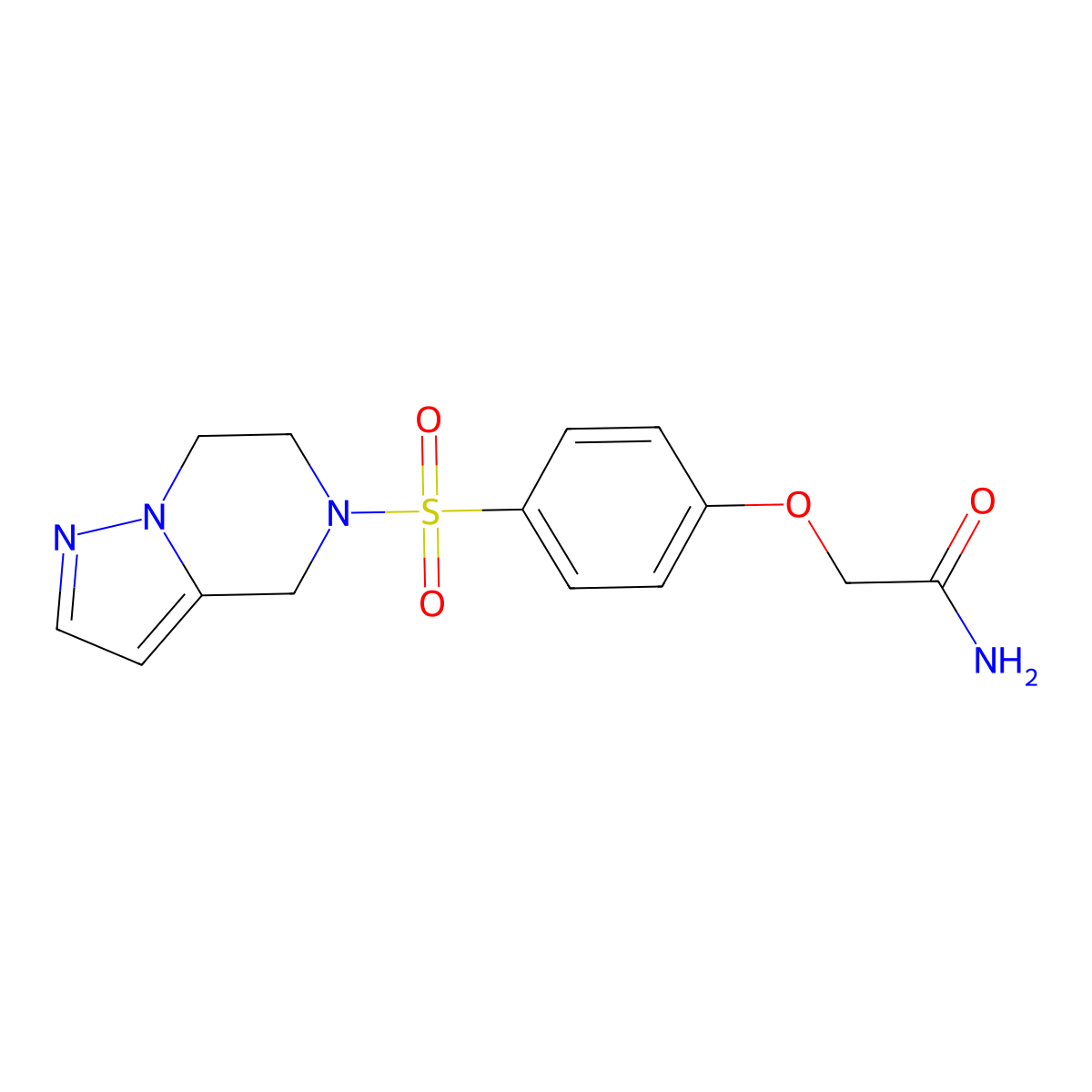 2-(4-((6,7-dihydropyrazolo[1,5-a]pyrazin-5(4H)-yl)sulfonyl)phenoxy)acetamide molecular structure, CAS 2034546-09-1