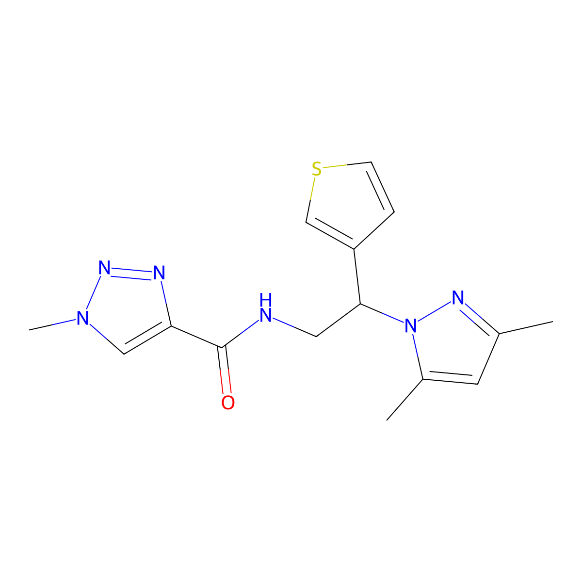 N-[2-(3,5-dimethyl-1H-pyrazol-1-yl)-2-(thiophen-3-yl)ethyl]-1-methyl-1H-1,2,3-triazole-4-carboxamide molecular structure, CAS 2034546-13-7