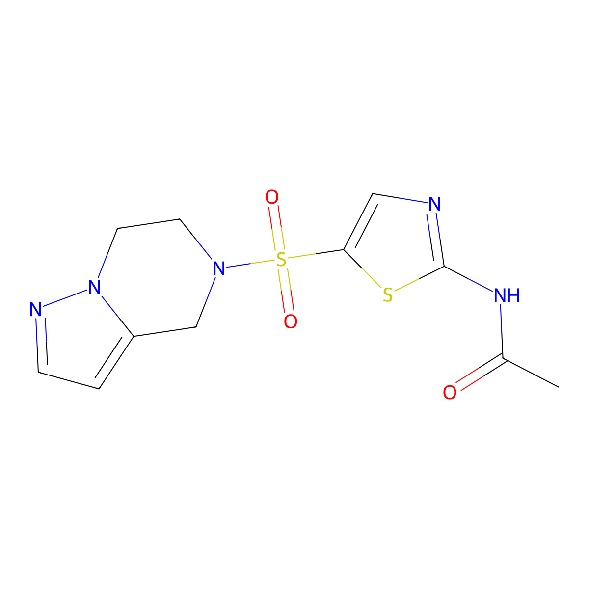 N-(5-((6,7-dihydropyrazolo[1,5-a]pyrazin-5(4H)-yl)sulfonyl)thiazol-2-yl)acetamide molecular structure, CAS 2034546-20-6