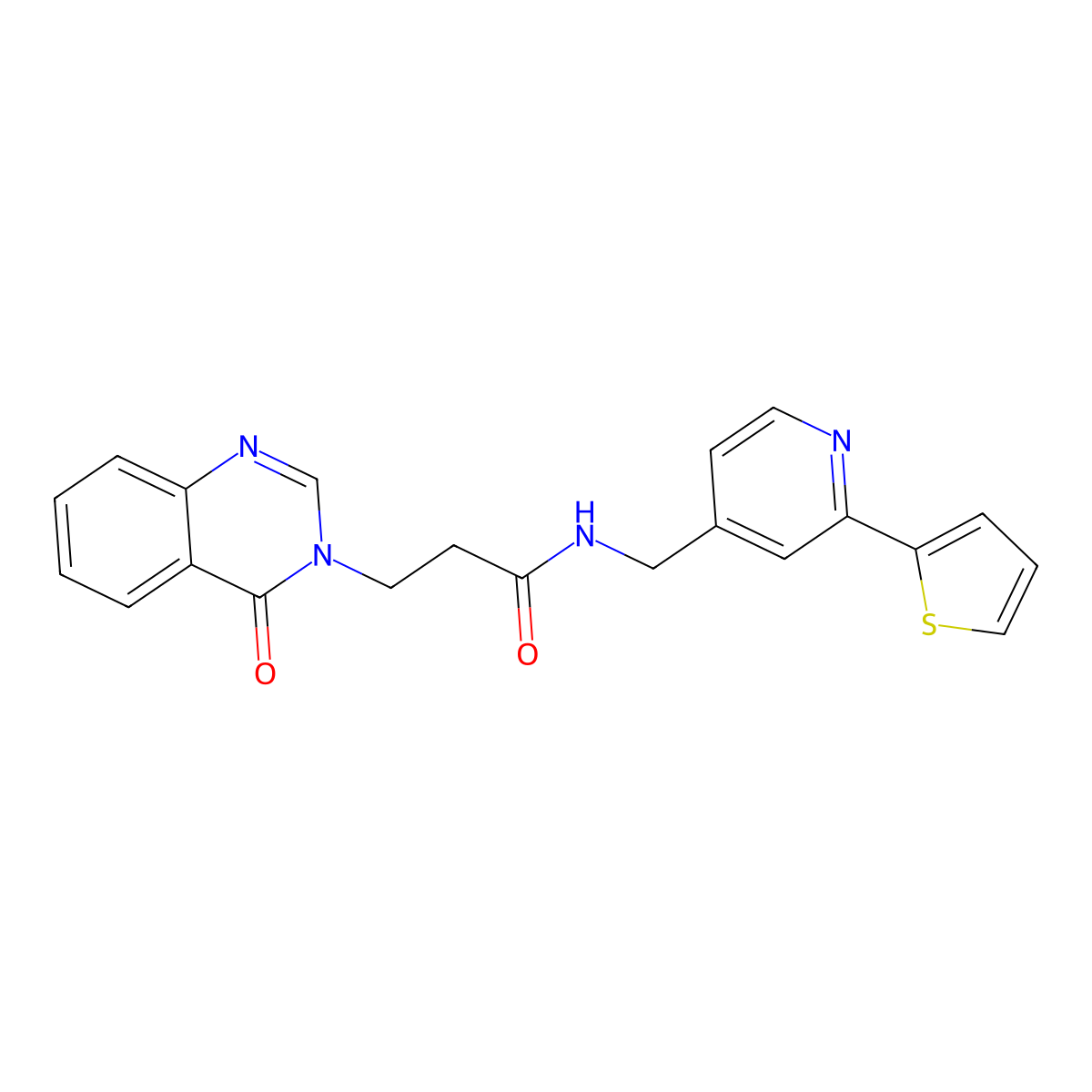 3-(4-oxoquinazolin-3(4H)-yl)-N-((2-(thiophen-2-yl)pyridin-4-yl)methyl)propanamide molecular structure, CAS 2034546-21-7