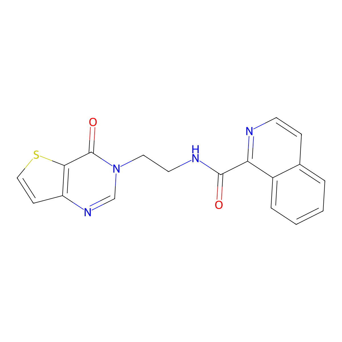 N-(2-(4-oxothieno[3,2-d]pyrimidin-3(4H)-yl)ethyl)isoquinoline-1-carboxamide molecular structure, CAS 2034546-22-8