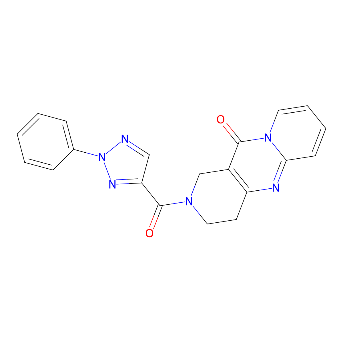 5-(2-phenyl-2H-1,2,3-triazole-4-carbonyl)-1,5,9-triazatricyclo[8.4.0.0^{3,8}]tetradeca-3(8),9,11,13-tetraen-2-one molecular structure, CAS 2034546-28-4