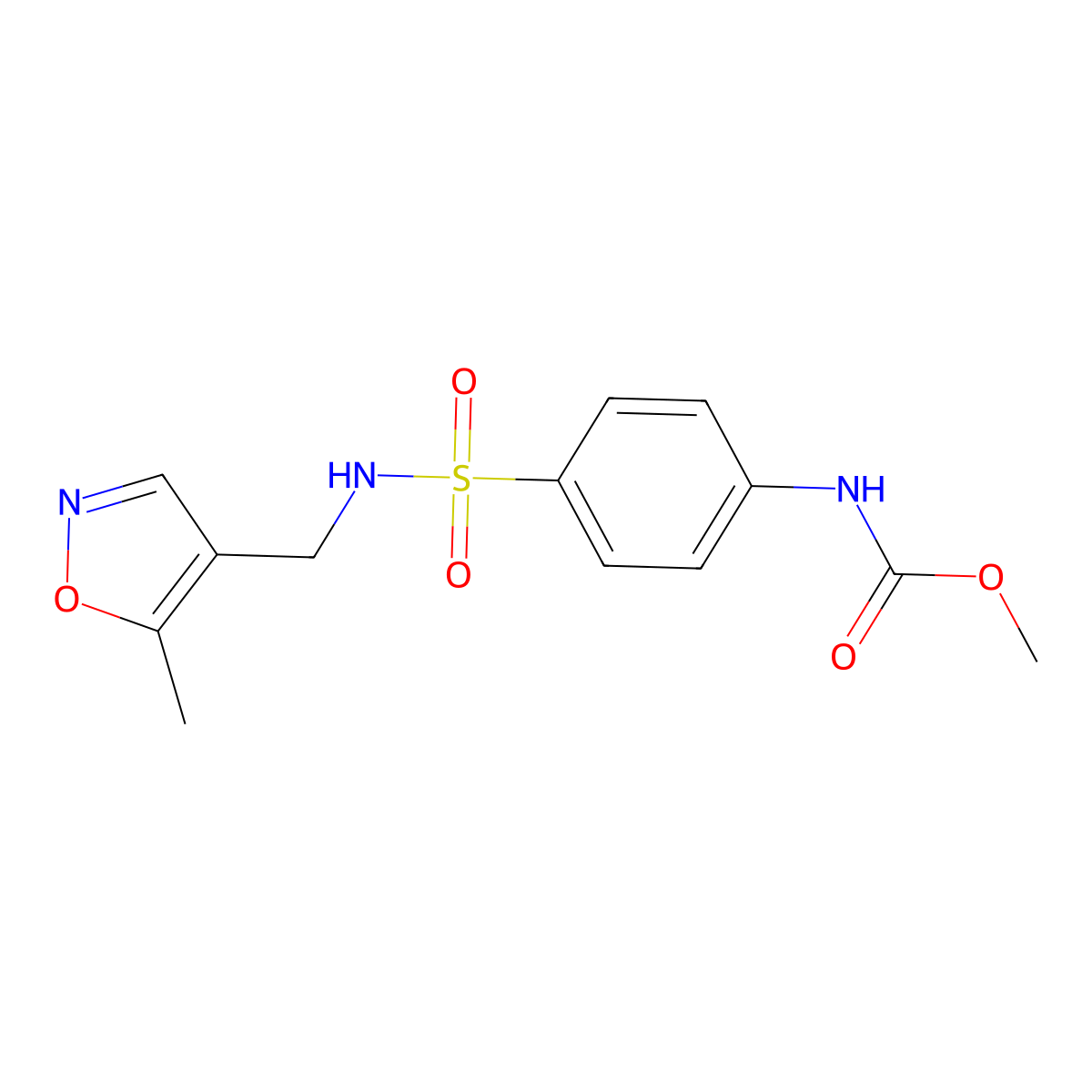 methyl N-(4-{[(5-methyl-1,2-oxazol-4-yl)methyl]sulfamoyl}phenyl)carbamate molecular structure, CAS 2034546-29-5