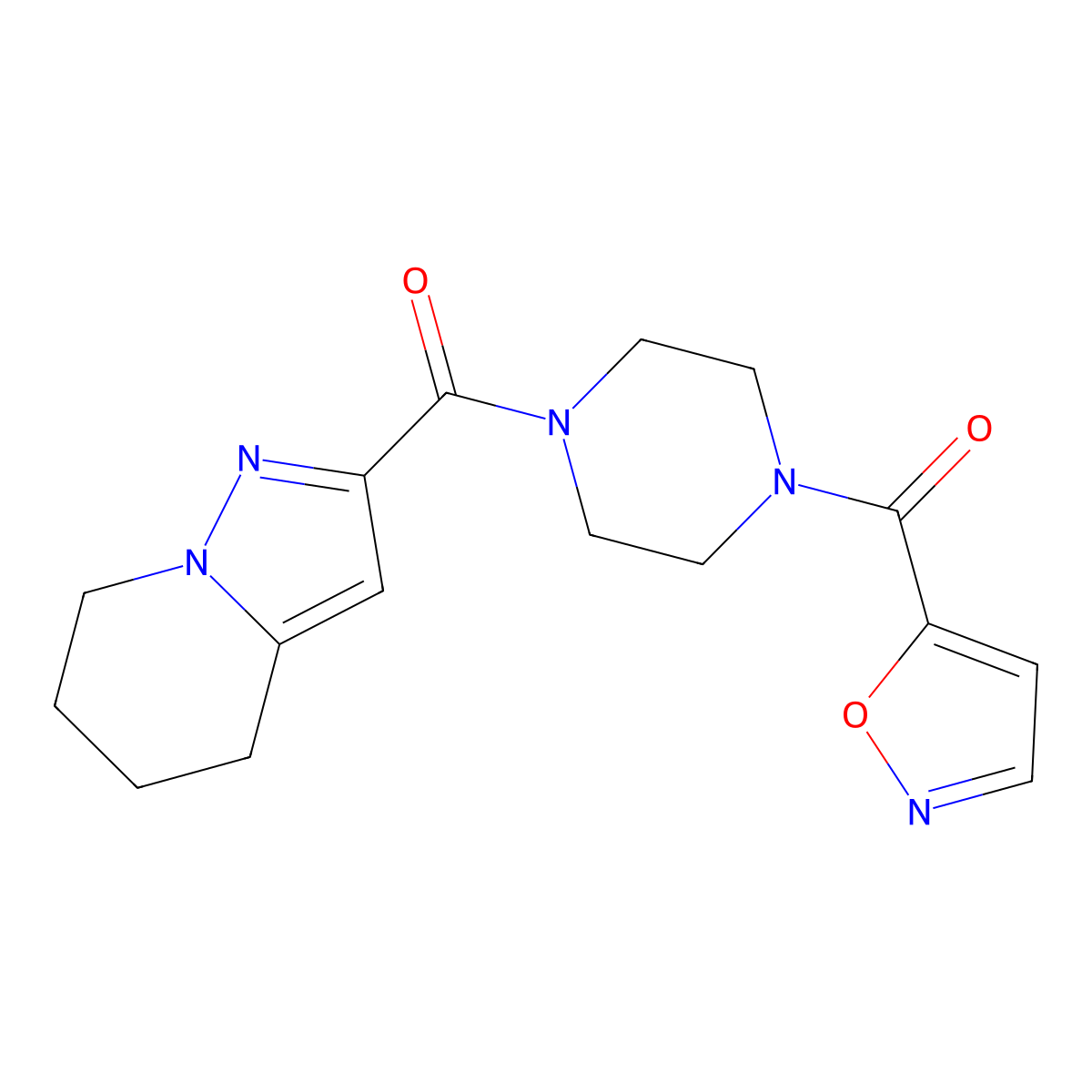 Isoxazol-5-yl(4-(4,5,6,7-tetrahydropyrazolo[1,5-a]pyridine-2-carbonyl)piperazin-1-yl)methanone molecular structure, CAS 2034546-47-7