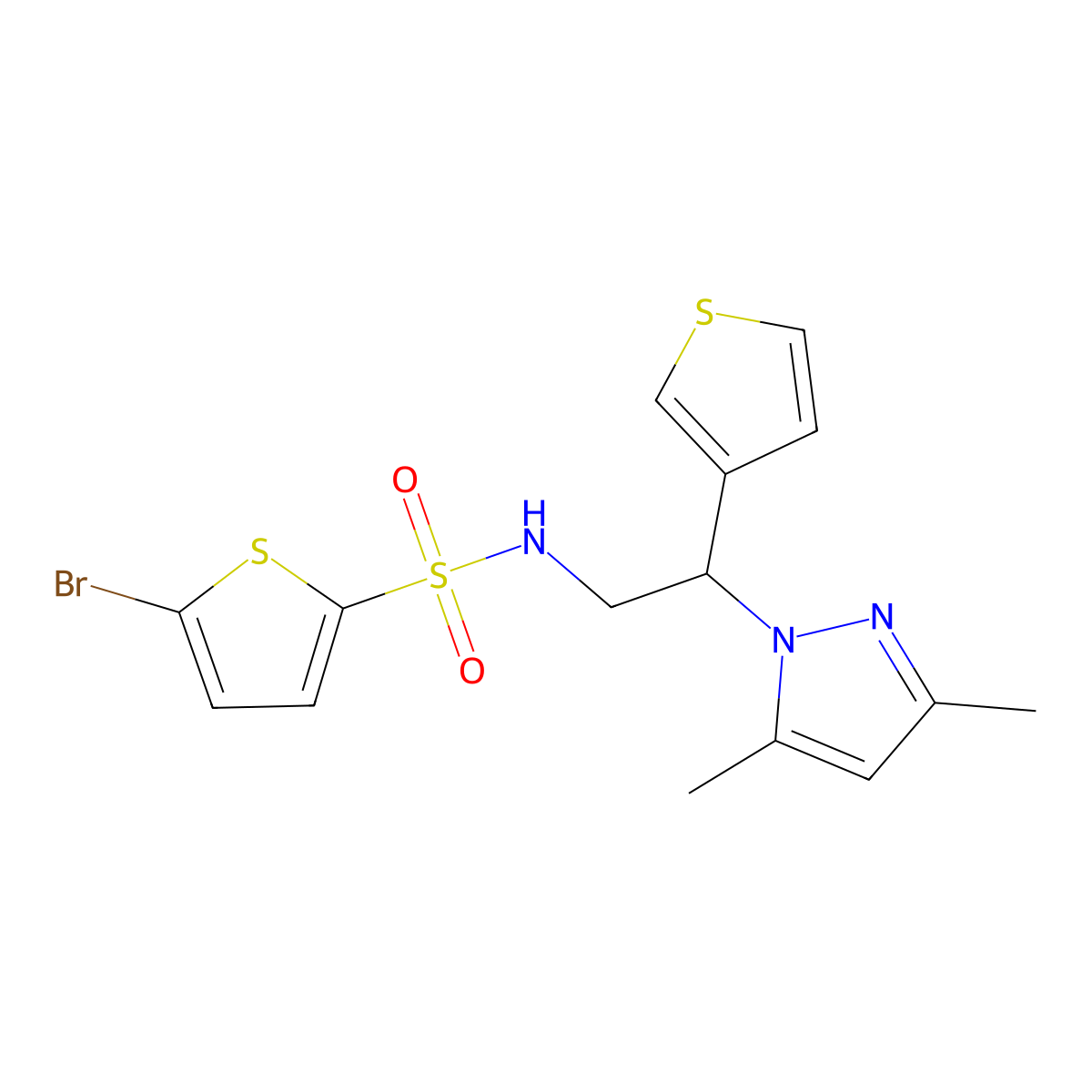 5-bromo-N-(2-(3,5-dimethyl-1H-pyrazol-1-yl)-2-(thiophen-3-yl)ethyl)thiophene-2-sulfonamide molecular structure, CAS 2034546-58-0