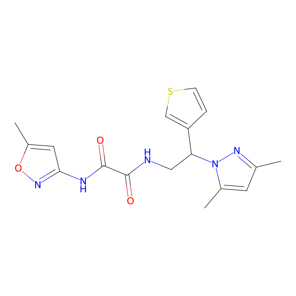 N1-(2-(3,5-dimethyl-1H-pyrazol-1-yl)-2-(thiophen-3-yl)ethyl)-N2-(5-methylisoxazol-3-yl)oxalamide molecular structure, CAS 2034546-68-2