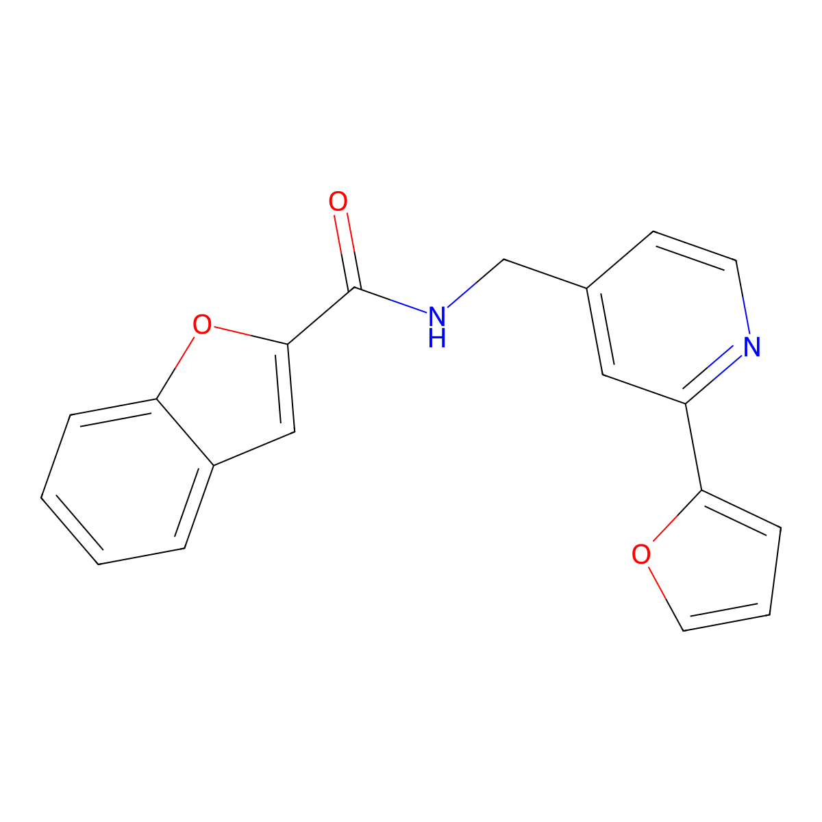 N-((2-(furan-2-yl)pyridin-4-yl)methyl)benzofuran-2-carboxamide molecular structure, CAS 2034546-75-1