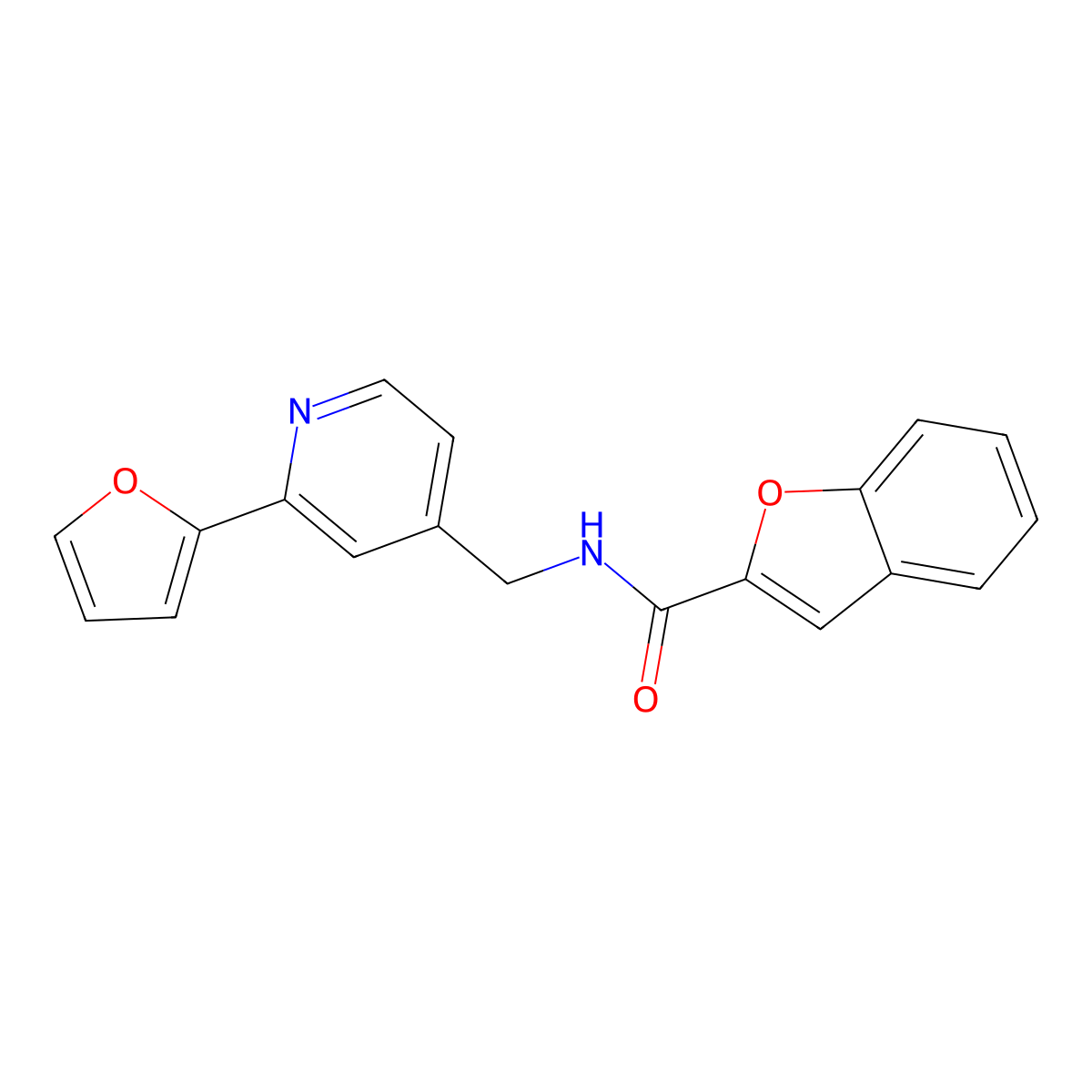 N-((2-(furan-2-yl)pyridin-4-yl)methyl)benzofuran-2-carboxamide molecular structure, CAS 2034546-75-1