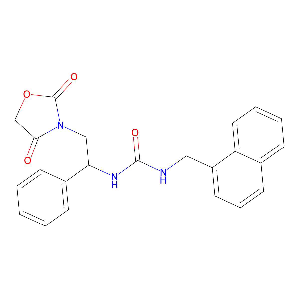 1-(2-(2,4-Dioxooxazolidin-3-yl)-1-phenylethyl)-3-(naphthalen-1-ylmethyl)urea molecular structure, CAS 2034546-77-3