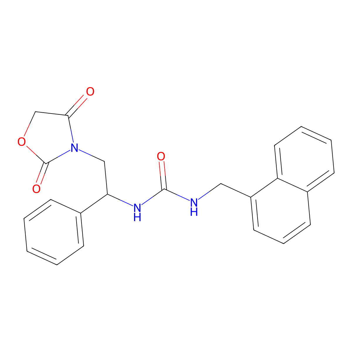 1-(2-(2,4-Dioxooxazolidin-3-yl)-1-phenylethyl)-3-(naphthalen-1-ylmethyl)urea molecular structure, CAS 2034546-77-3
