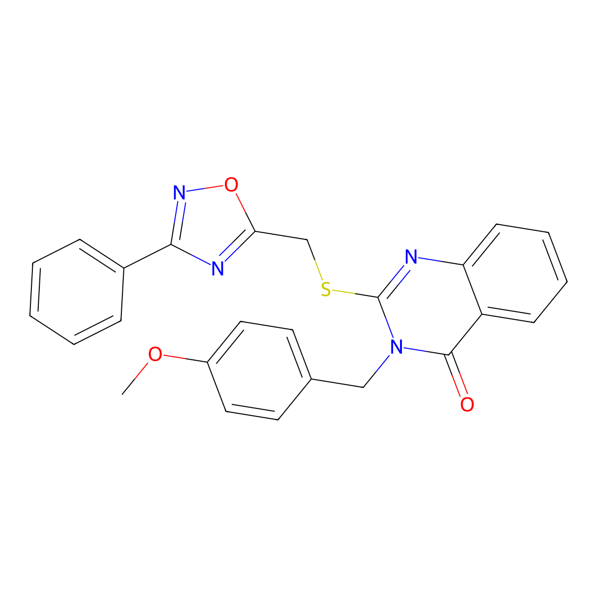 3-(4-methoxybenzyl)-2-(((3-phenyl-1,2,4-oxadiazol-5-yl)methyl)thio)quinazolin-4(3H)-one molecular structure, CAS 2034546-85-3