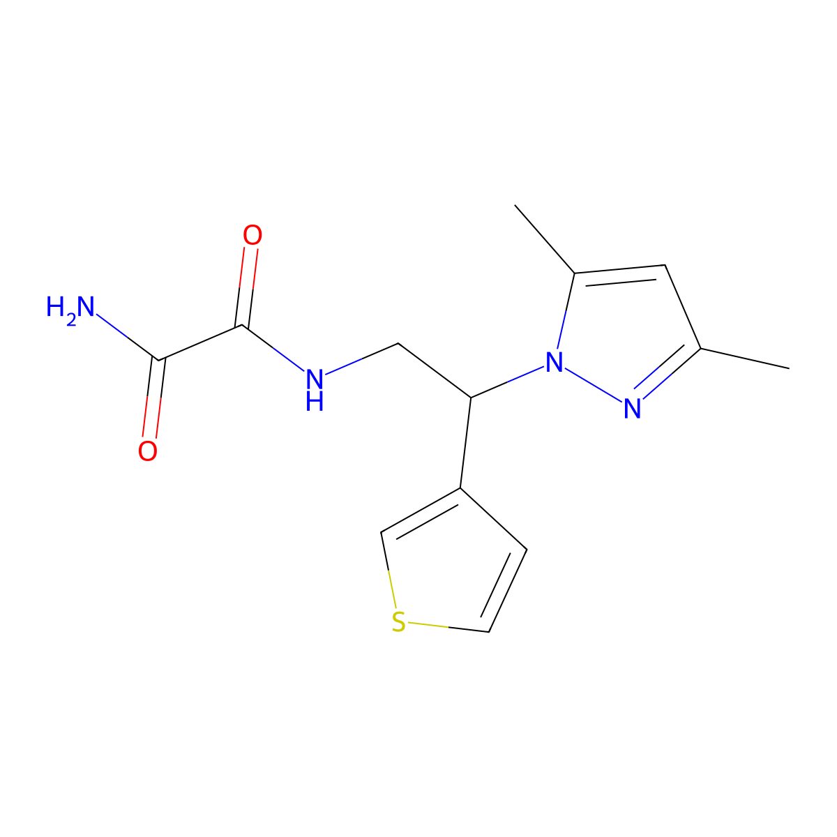 N1-(2-(3,5-dimethyl-1H-pyrazol-1-yl)-2-(thiophen-3-yl)ethyl)oxalamide molecular structure, CAS 2034546-87-5