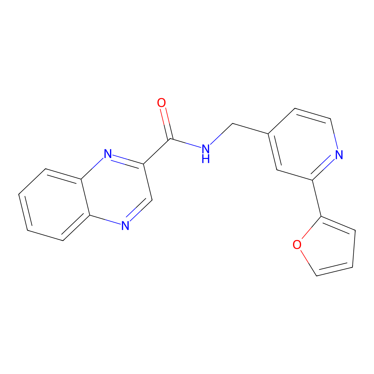 N-((2-(furan-2-yl)pyridin-4-yl)methyl)quinoxaline-2-carboxamide molecular structure, CAS 2034546-88-6