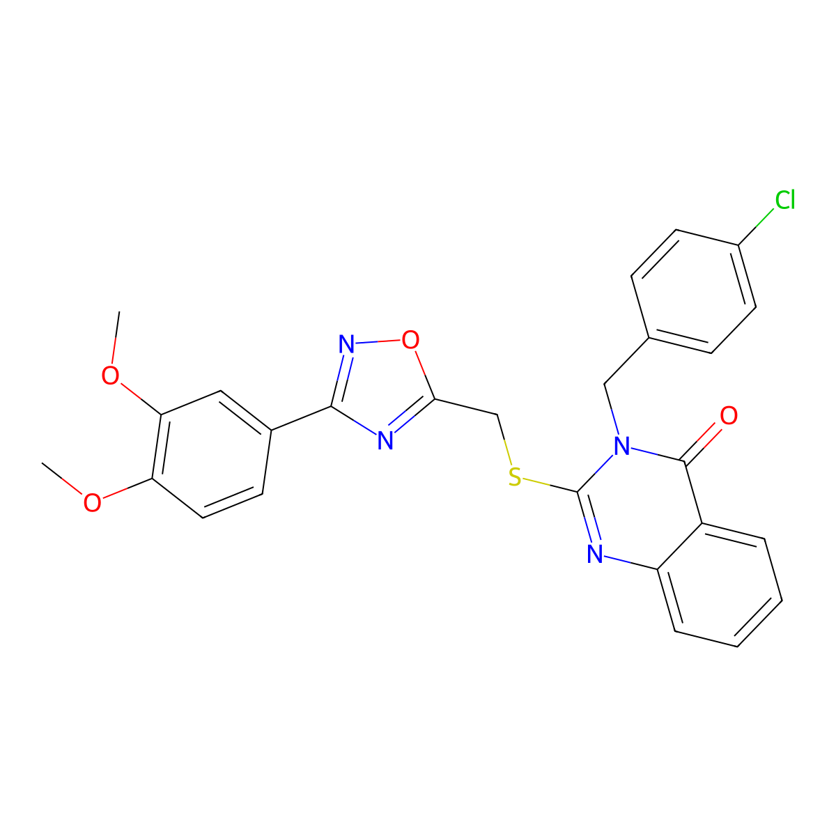 3-(4-chlorobenzyl)-2-(((3-(3,4-dimethoxyphenyl)-1,2,4-oxadiazol-5-yl)methyl)thio)quinazolin-4(3H)-one molecular structure, CAS 2034546-91-1