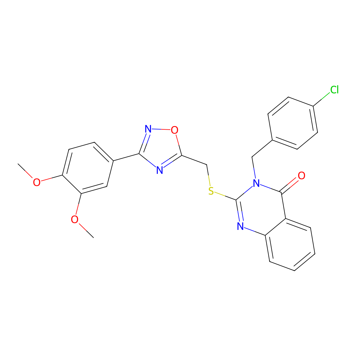 3-(4-chlorobenzyl)-2-(((3-(3,4-dimethoxyphenyl)-1,2,4-oxadiazol-5-yl)methyl)thio)quinazolin-4(3H)-one molecular structure, CAS 2034546-91-1