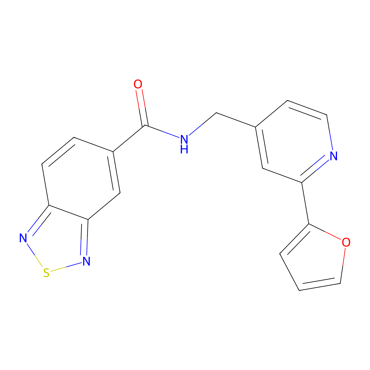 N-((2-(furan-2-yl)pyridin-4-yl)methyl)benzo[c][1,2,5]thiadiazole-5-carboxamide molecular structure, CAS 2034546-92-2