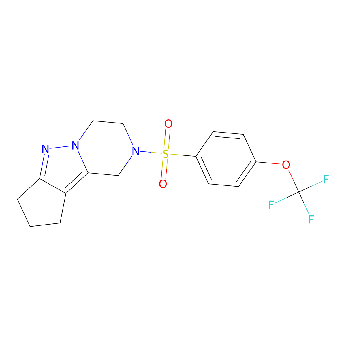 2-((4-(trifluoromethoxy)phenyl)sulfonyl)-2,3,4,7,8,9-hexahydro-1H-cyclopenta[3,4]pyrazolo[1,5-a]pyrazine molecular structure, CAS 2034546-98-8