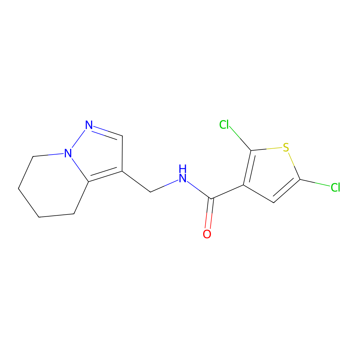2,5-dichloro-N-((4,5,6,7-tetrahydropyrazolo[1,5-a]pyridin-3-yl)methyl)thiophene-3-carboxamide molecular structure, CAS 2034547-04-9