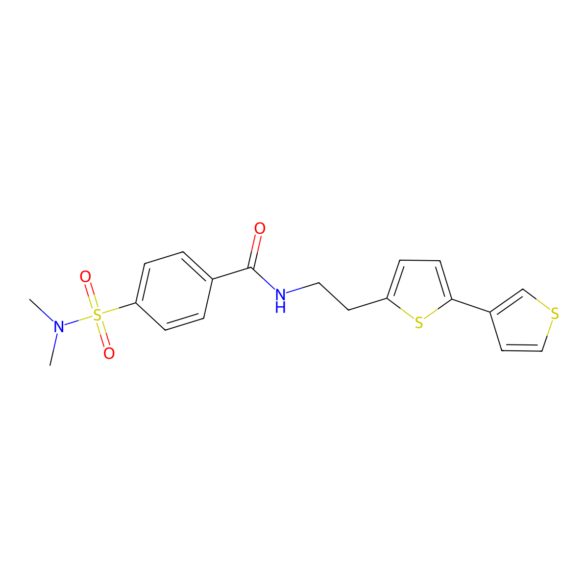 N-(2-([2,3'-bithiophen]-5-yl)ethyl)-4-(N,N-dimethylsulfamoyl)benzamide molecular structure, CAS 2034547-06-1