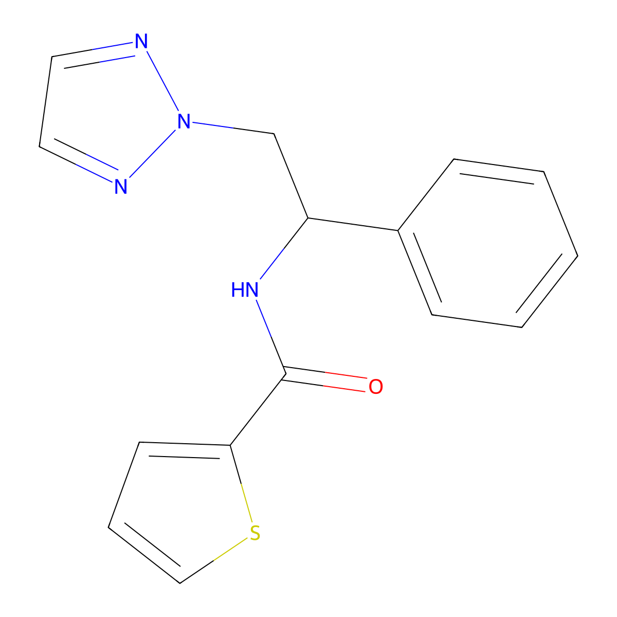 N-[1-phenyl-2-(2H-1,2,3-triazol-2-yl)ethyl]thiophene-2-carboxamide molecular structure, CAS 2034547-15-2