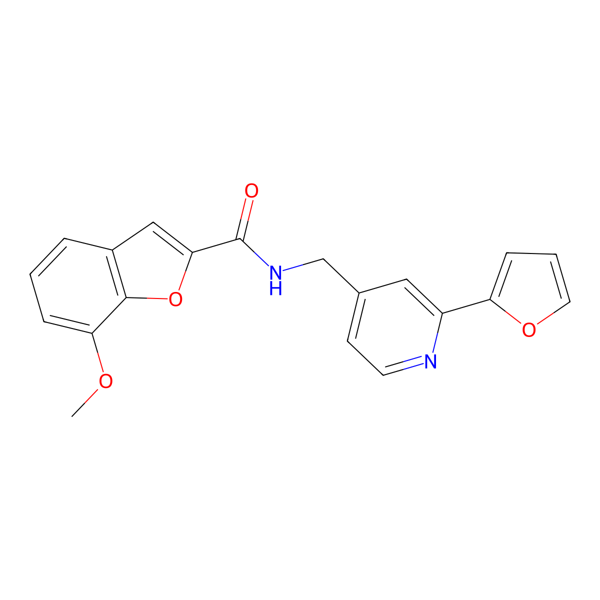 N-((2-(furan-2-yl)pyridin-4-yl)methyl)-7-methoxybenzofuran-2-carboxamide molecular structure, CAS 2034547-16-3