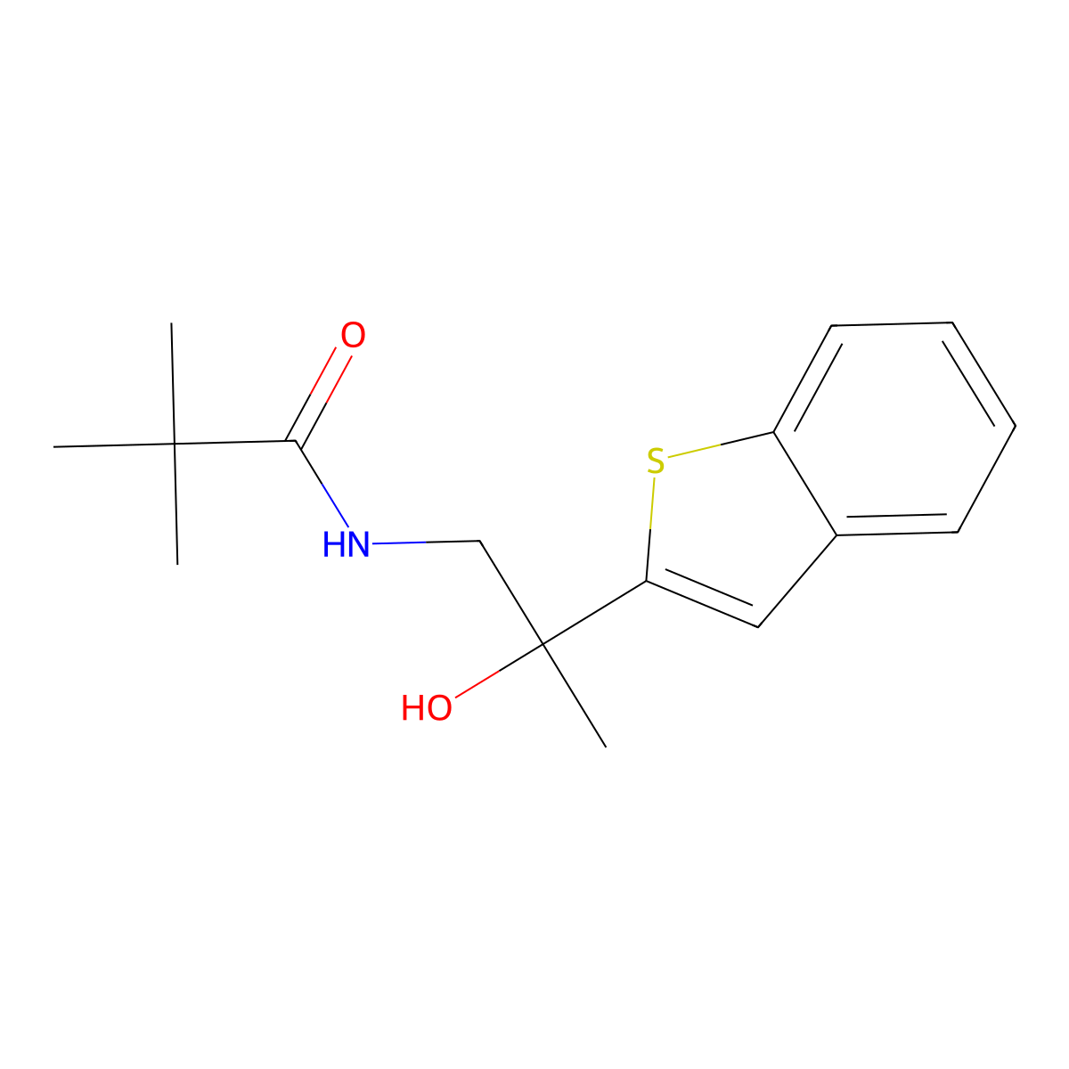 N-(2-(benzo[b]thiophen-2-yl)-2-hydroxypropyl)pivalamide molecular structure, CAS 2034547-26-5