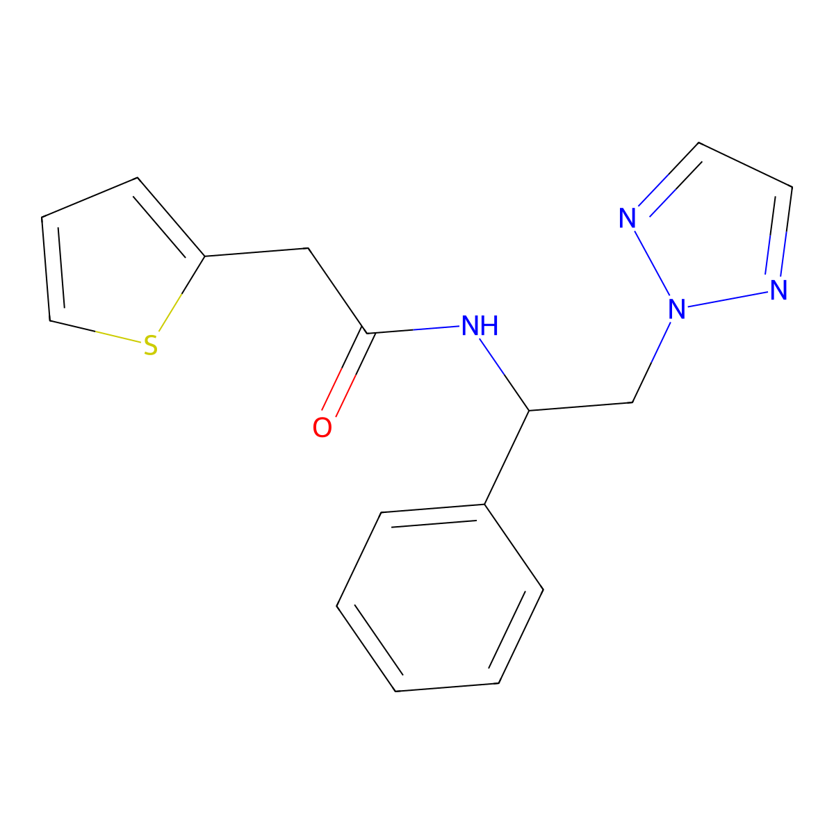 N-(1-phenyl-2-(2H-1,2,3-triazol-2-yl)ethyl)-2-(thiophen-2-yl)acetamide molecular structure, CAS 2034547-33-4