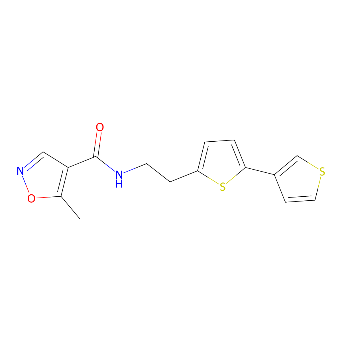 N-(2-{[2,3'-bithiophene]-5-yl}ethyl)-5-methyl-1,2-oxazole-4-carboxamide molecular structure, CAS 2034547-40-3