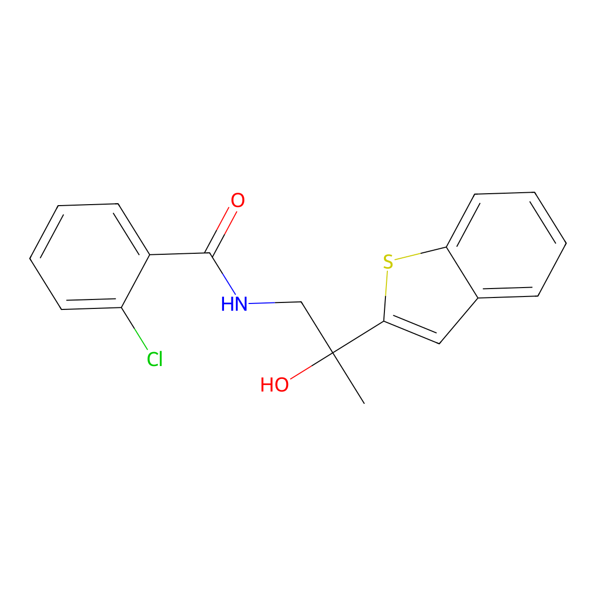 N-(2-(benzo[b]thiophen-2-yl)-2-hydroxypropyl)-2-chlorobenzamide molecular structure, CAS 2034547-43-6