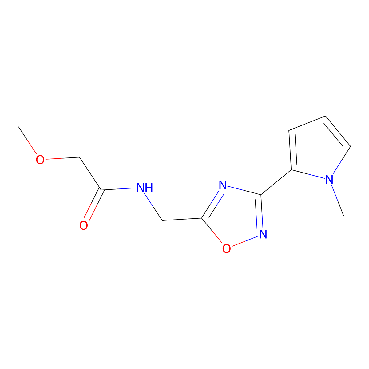 2-methoxy-N-{[3-(1-methyl-1H-pyrrol-2-yl)-1,2,4-oxadiazol-5-yl]methyl}acetamide molecular structure, CAS 2034547-48-1