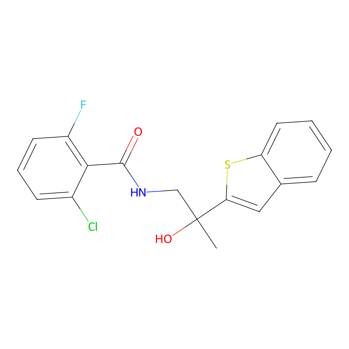 N-(2-(benzo[b]thiophen-2-yl)-2-hydroxypropyl)-2-chloro-6-fluorobenzamide molecular structure, CAS 2034547-49-2