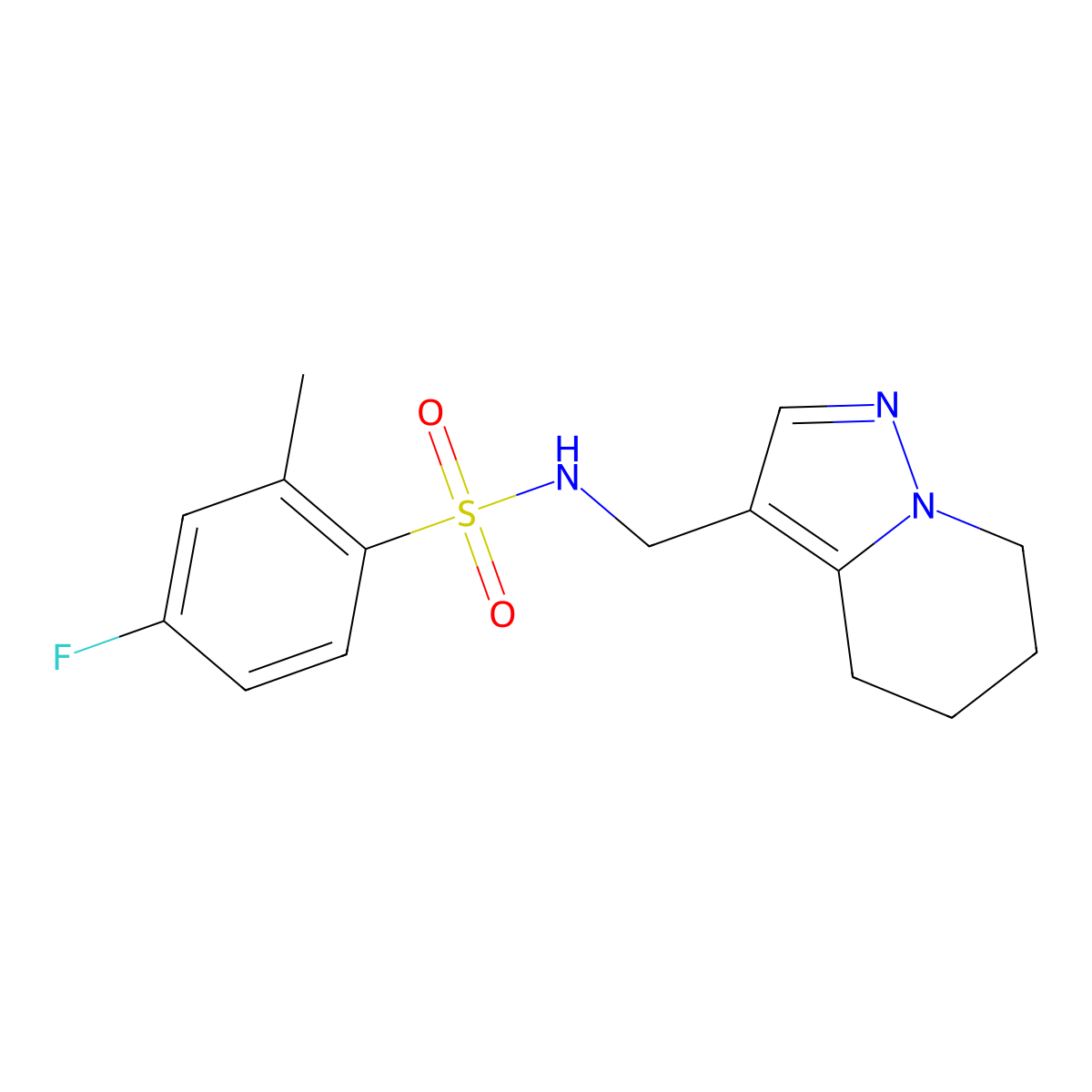 4-fluoro-2-methyl-N-((4,5,6,7-tetrahydropyrazolo[1,5-a]pyridin-3-yl)methyl)benzenesulfonamide molecular structure, CAS 2034547-50-5