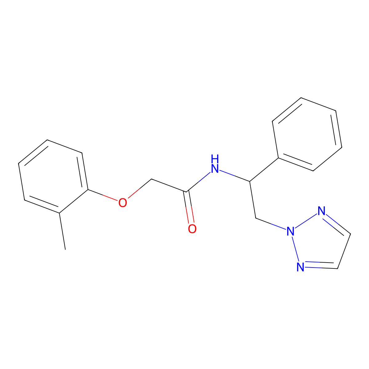 N-(1-phenyl-2-(2H-1,2,3-triazol-2-yl)ethyl)-2-(o-tolyloxy)acetamide molecular structure, CAS 2034547-60-7