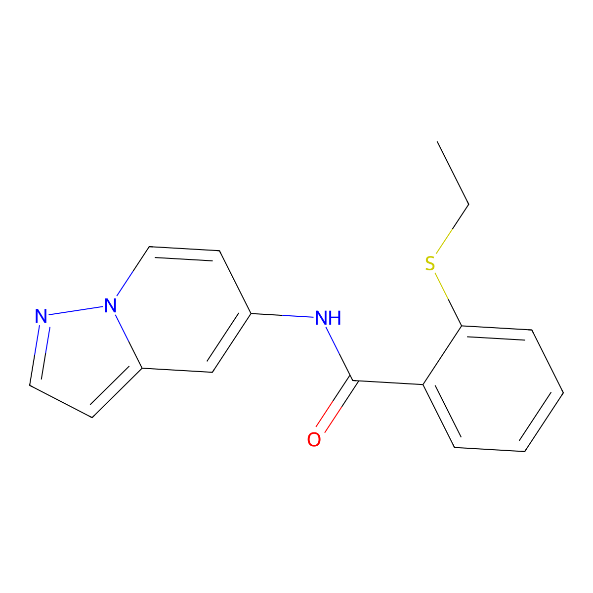 2-(ethylthio)-N-(pyrazolo[1,5-a]pyridin-5-yl)benzamide molecular structure, CAS 2034547-63-0