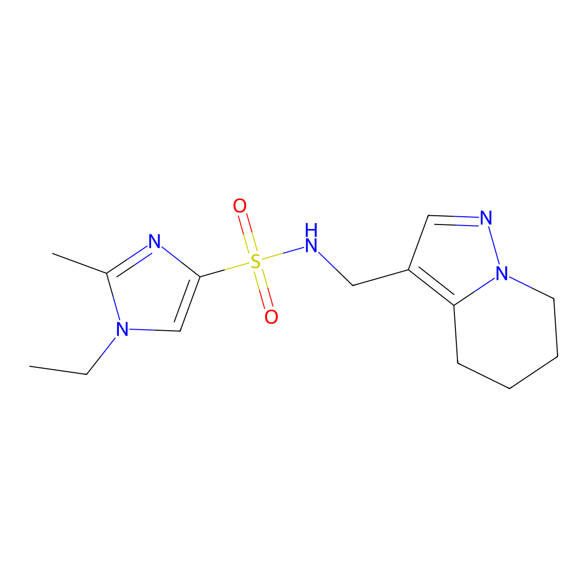 1-ethyl-2-methyl-N-((4,5,6,7-tetrahydropyrazolo[1,5-a]pyridin-3-yl)methyl)-1H-imidazole-4-sulfonamide molecular structure, CAS 2034547-64-1