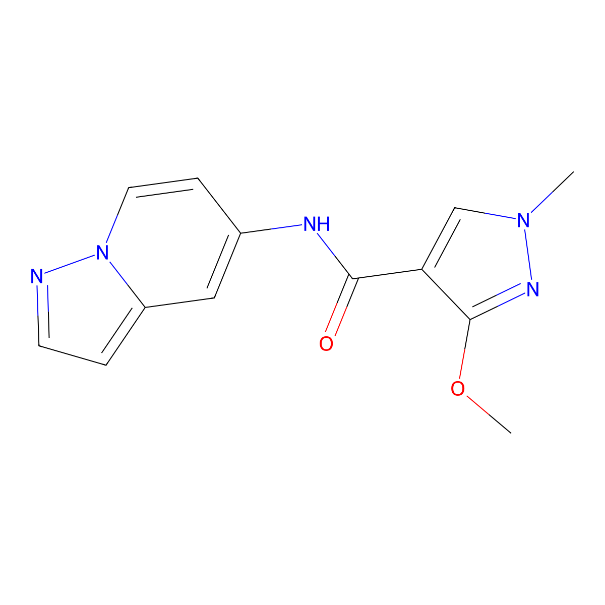 3-methoxy-1-methyl-N-(pyrazolo[1,5-a]pyridin-5-yl)-1H-pyrazole-4-carboxamide molecular structure, CAS 2034547-70-9