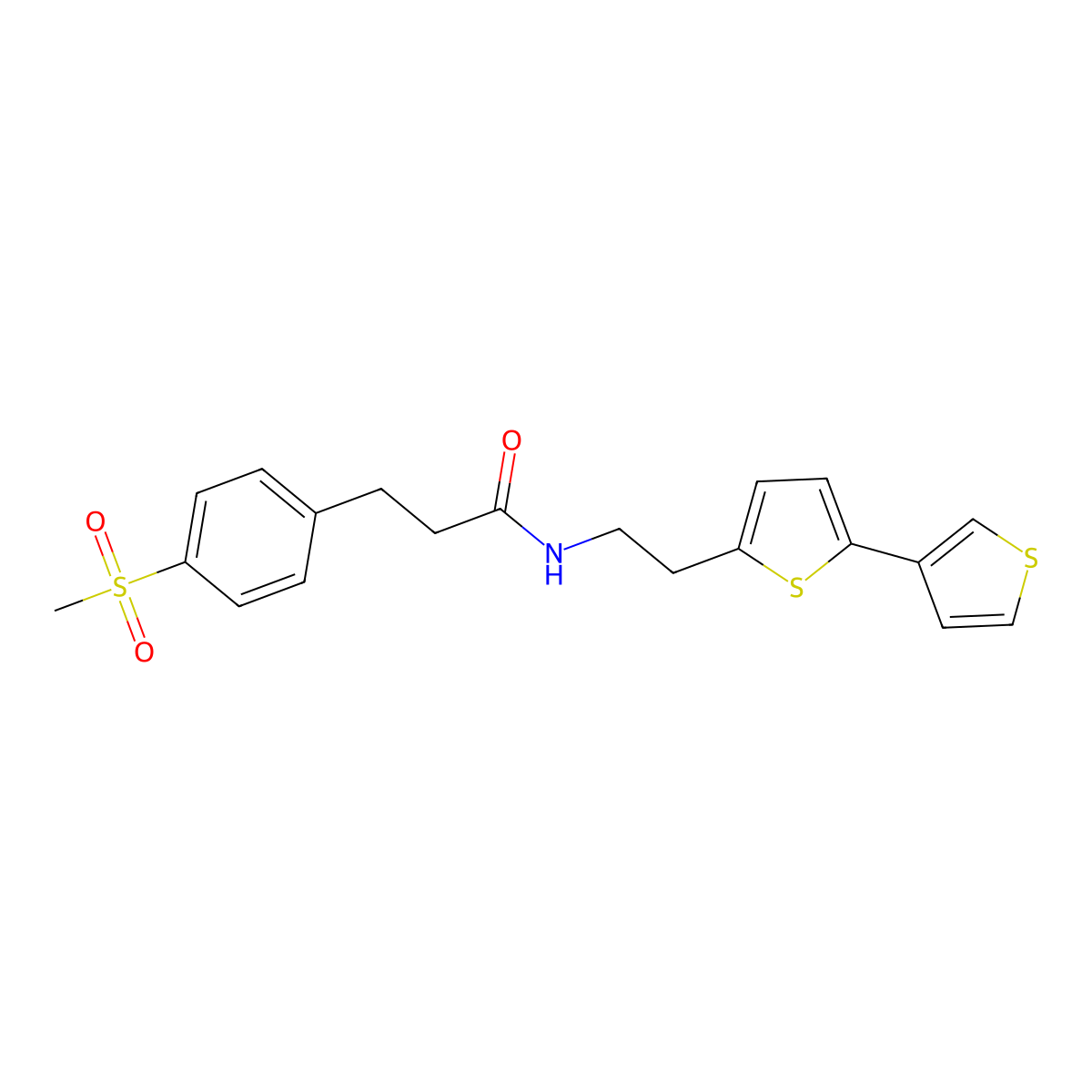 N-(2-{[2,3'-bithiophene]-5-yl}ethyl)-3-(4-methanesulfonylphenyl)propanamide molecular structure, CAS 2034547-72-1