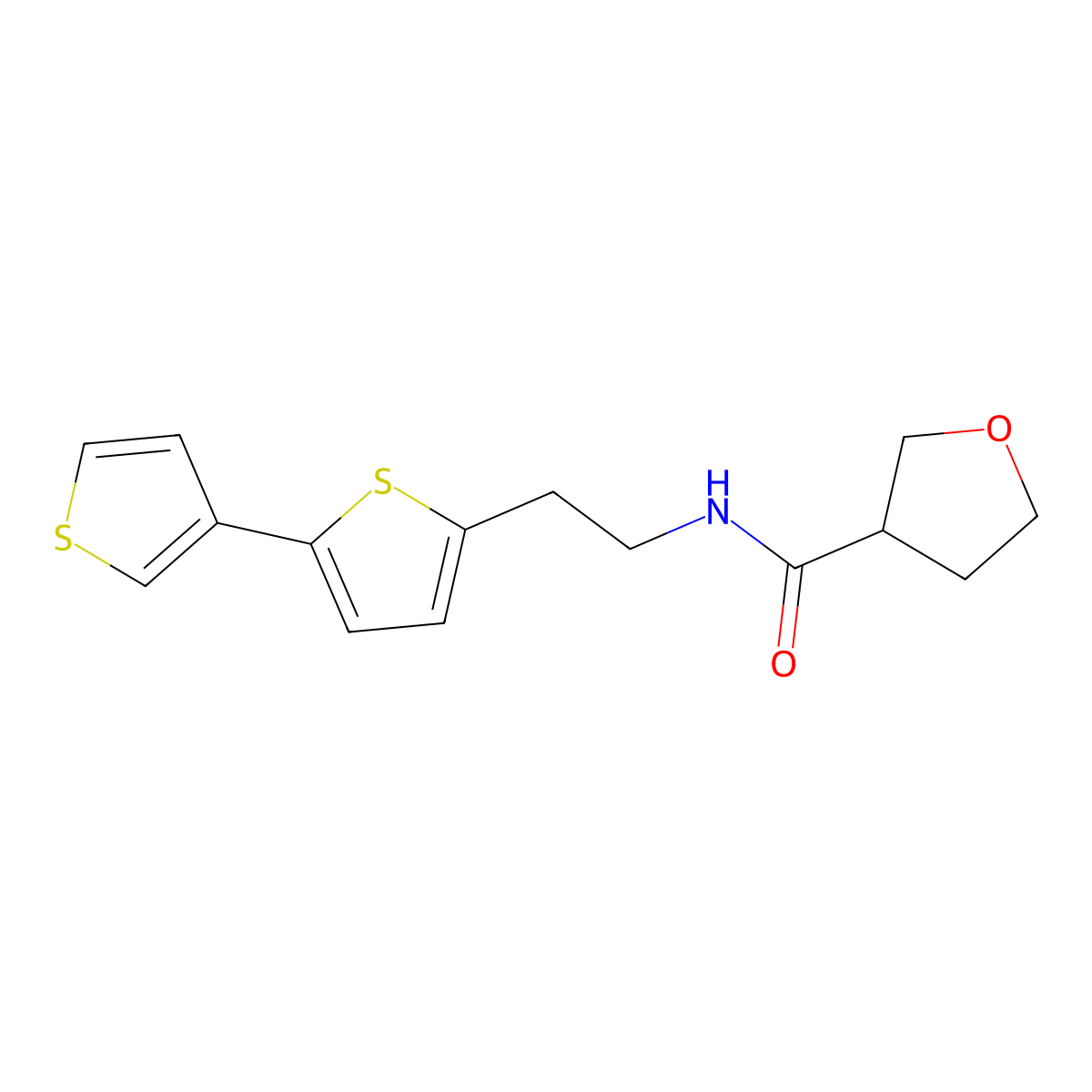 N-(2-{[2,3'-bithiophene]-5-yl}ethyl)oxolane-3-carboxamide molecular structure, CAS 2034547-78-7
