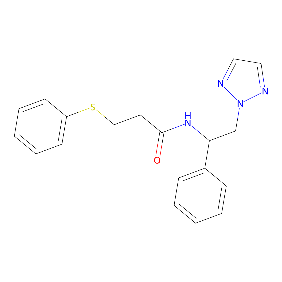 N-(1-phenyl-2-(2H-1,2,3-triazol-2-yl)ethyl)-3-(phenylthio)propanamide molecular structure, CAS 2034547-79-8