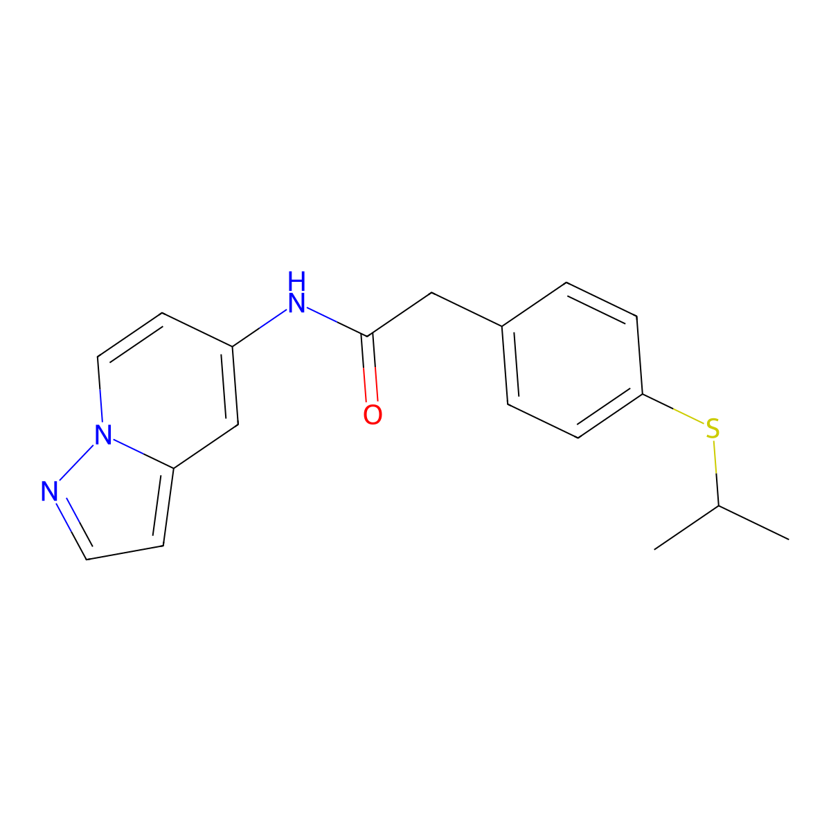 2-(4-(isopropylthio)phenyl)-N-(pyrazolo[1,5-a]pyridin-5-yl)acetamide molecular structure, CAS 2034547-80-1