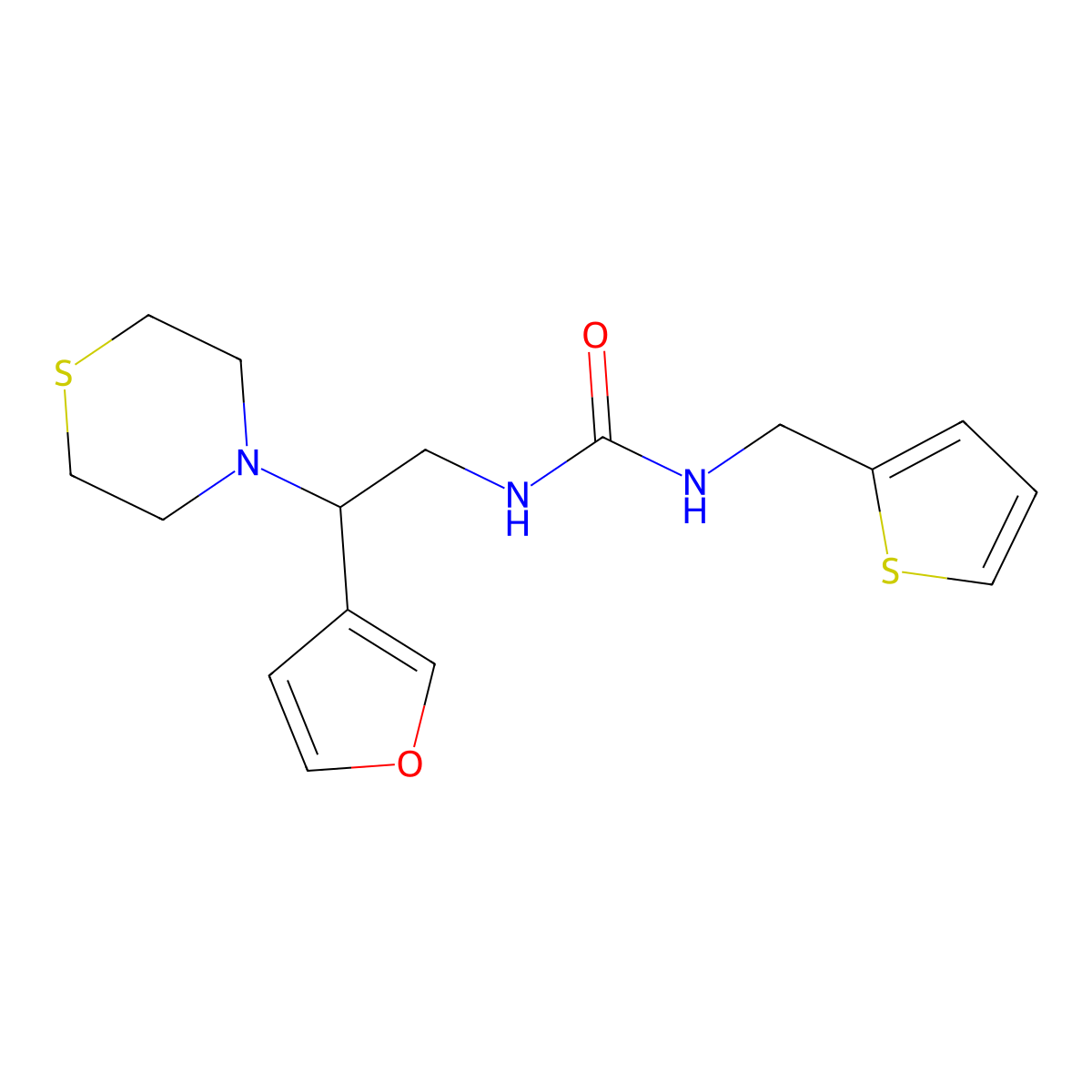 1-(2-(Furan-3-yl)-2-thiomorpholinoethyl)-3-(thiophen-2-ylmethyl)urea molecular structure, CAS 2034547-81-2