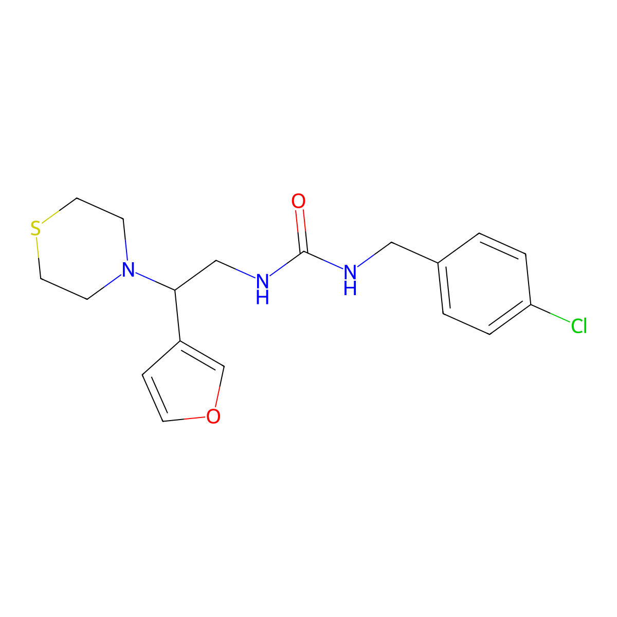 1-(4-Chlorobenzyl)-3-(2-(furan-3-yl)-2-thiomorpholinoethyl)urea molecular structure, CAS 2034547-91-4