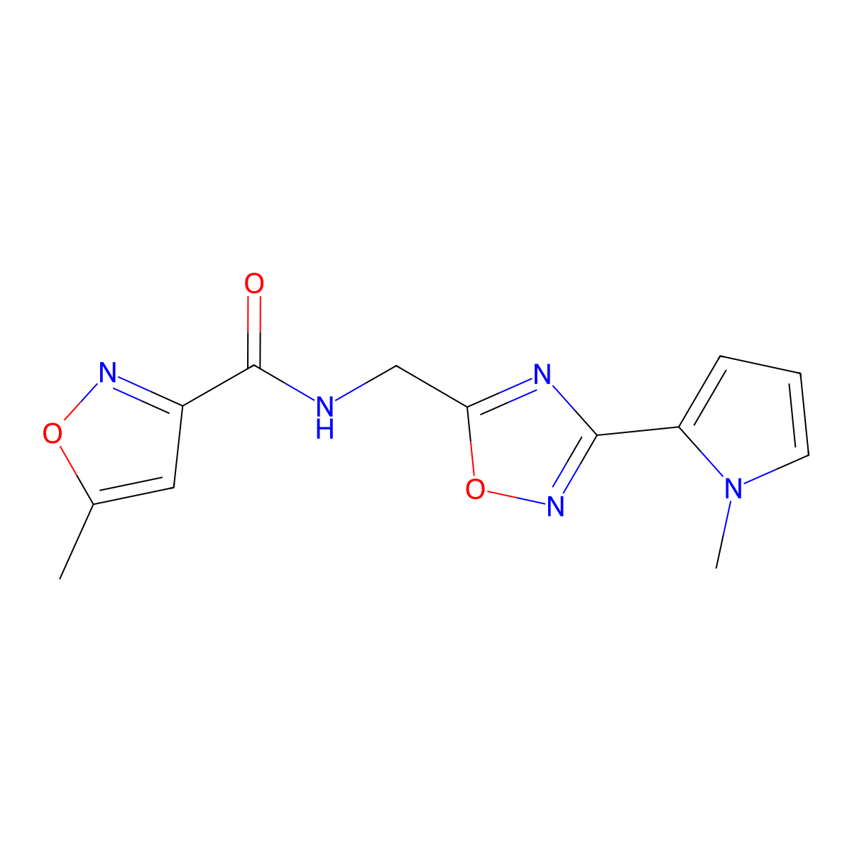 5-methyl-N-((3-(1-methyl-1H-pyrrol-2-yl)-1,2,4-oxadiazol-5-yl)methyl)isoxazole-3-carboxamide molecular structure, CAS 2034547-93-6