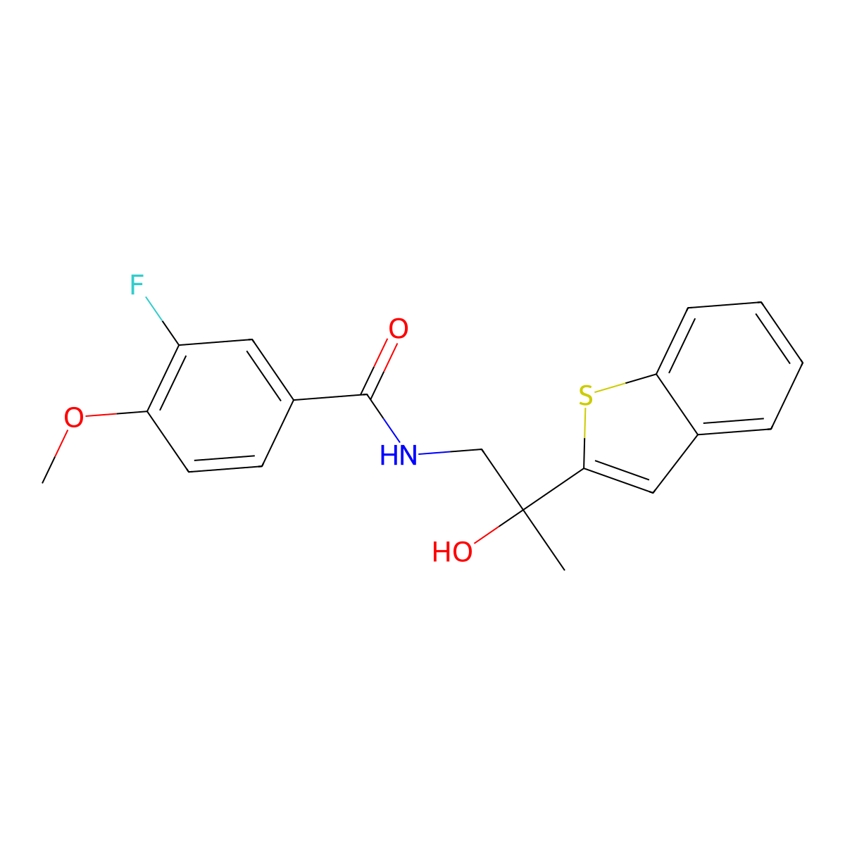 N-(2-(benzo[b]thiophen-2-yl)-2-hydroxypropyl)-3-fluoro-4-methoxybenzamide molecular structure, CAS 2034547-94-7