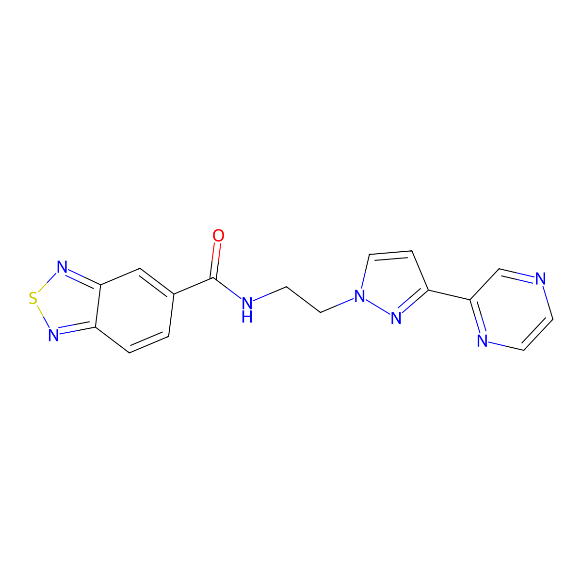 N-(2-(3-(pyrazin-2-yl)-1H-pyrazol-1-yl)ethyl)benzo[c][1,2,5]thiadiazole-5-carboxamide molecular structure, CAS 2034547-95-8