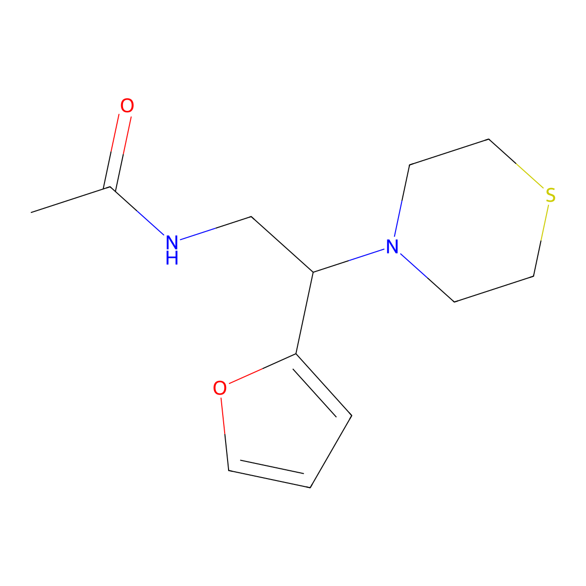N-(2-(furan-2-yl)-2-thiomorpholinoethyl)acetamide molecular structure, CAS 2034547-97-0