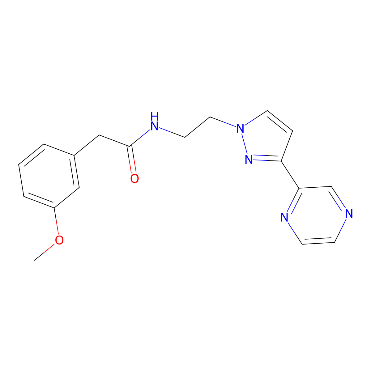 2-(3-methoxyphenyl)-N-{2-[3-(pyrazin-2-yl)-1H-pyrazol-1-yl]ethyl}acetamide molecular structure, CAS 2034548-07-5