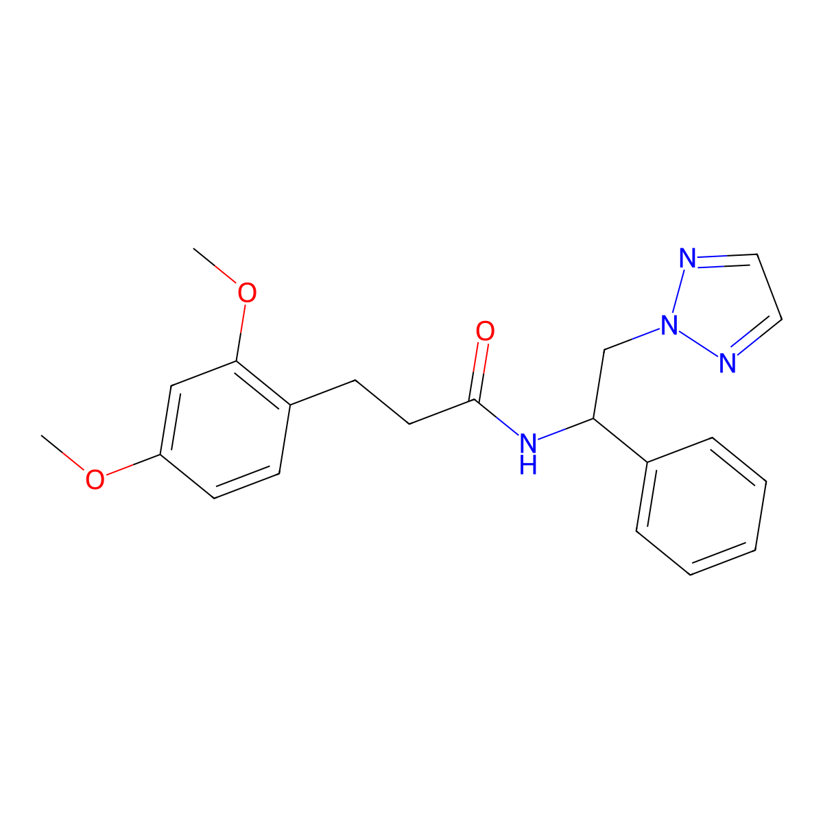 3-(2,4-dimethoxyphenyl)-N-[1-phenyl-2-(2H-1,2,3-triazol-2-yl)ethyl]propanamide molecular structure, CAS 2034548-09-7