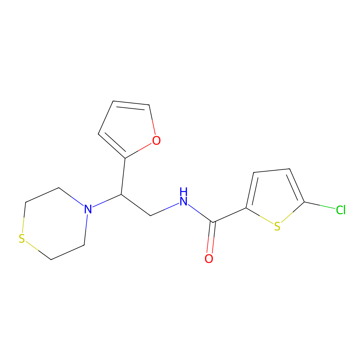 5-chloro-N-(2-(furan-2-yl)-2-thiomorpholinoethyl)thiophene-2-carboxamide molecular structure, CAS 2034548-17-7